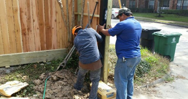 Fence gate installation project in progress